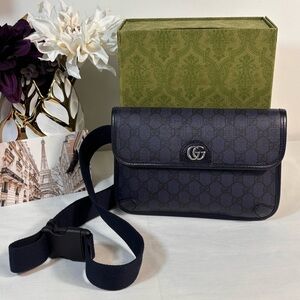 Stunning Gucci Midnight Navy Ophidia Belt Bag / Crossbody